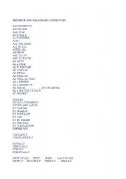 English worksheet: SENTENCE AND PARAGRAPH CONNECTORS LIST