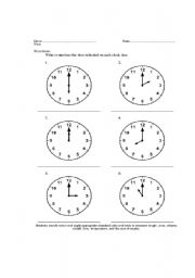 English Worksheet: telling time