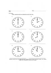 English worksheet: telling time