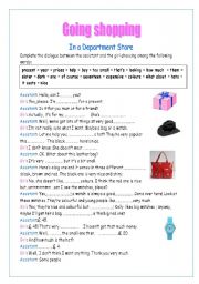 English Worksheet: Going Shopping - In a Department Store