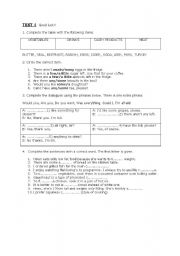 English worksheet: Test on food and countable and uncountable nouns.