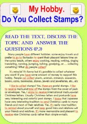 English Worksheet: My Hobby. Do you collect post stamps?