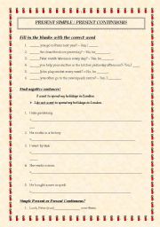 English worksheet: Simple Present / Present Continuous General  
