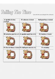 English Worksheet: Telling the time. Part 1/2