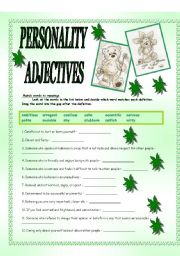 English Worksheet: Personality adjectives