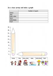 English worksheet: do a class survey and make a graph