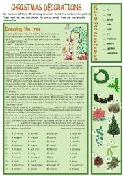English Worksheet: Christmas Decorations