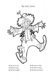 English Worksheet: COLOR THE CLOWN