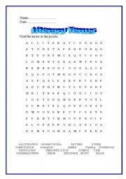 English worksheet: Literary Terms Puzzle