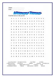 English Worksheet: Literary Terms Puzzle
