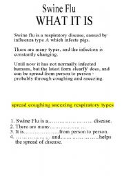 English worksheet: WHAT IT IS swine flu