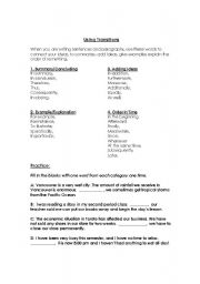 English Worksheet: Conjunction Words