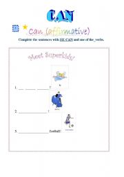 English Worksheet: Can-Cant