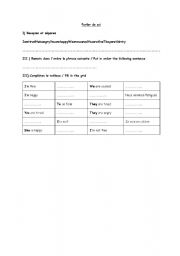 English worksheet: speak of yourself