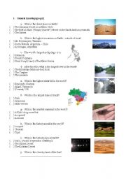 English worksheet: general knowledge quis