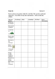 English worksheet: Daily Life