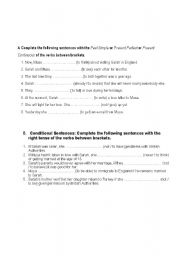 English worksheet: Grammar page: Verb tenses and conditionals