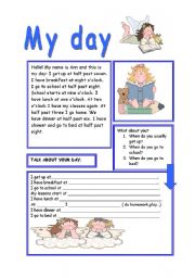 English Worksheet: my day