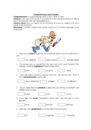 English worksheet: Comprehension and context