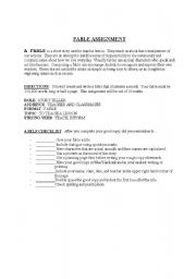 English Worksheet: How to write a Fable