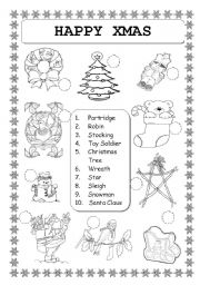 English Worksheet: CHRISTMAS: X-MAS VOCABULARY 1