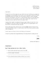 English Worksheet: Johns letter