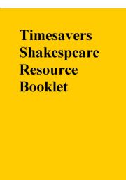 English Worksheet: Timesavers Shakespeare Resource Booklet