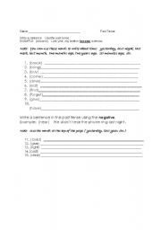 English worksheet: Past tense writing worksheet