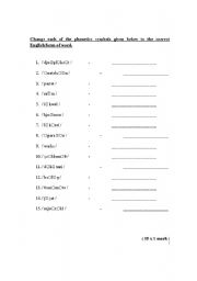 English worksheet: Test your phonetics knowledge