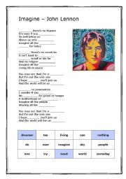 English Worksheet: Imagine -John Lennon