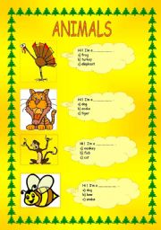 English worksheet: Animals