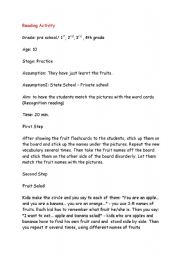 English worksheet: Fruit Salad reading activity for very young learners