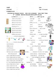 English Worksheet: Second  Examination of 8th Classes