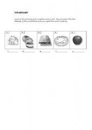 English worksheet: vocabulary