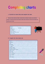 English worksheet: Completing two charts