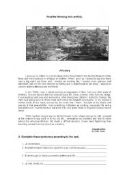 English Worksheet: City life and country life Jos story
