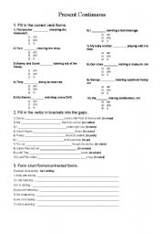 English worksheet: Present Continuous (beginner)
