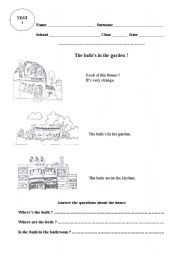 English Worksheet: TEST - IN  ON  UNDER  -  WHATS THE TIME? - TELL THE TIME  -  WHAT TIME IS IT  -  ITS