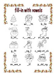English Worksheet: christmas vowels
