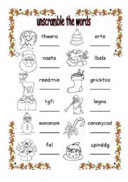 English Worksheet: unscramble the words