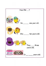 English worksheet: How old..??