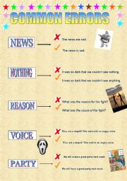 English Worksheet: Common Errors I