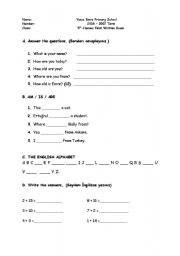 English worksheet: 5th grade exam