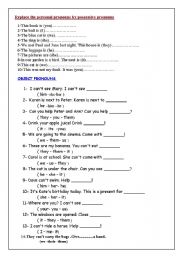 exercises on object  and possessive pronouns