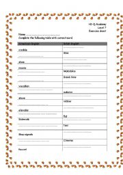 English Worksheet: American  British english 