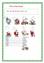 English worksheet: what is santa doing?