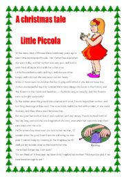 English Worksheet: A Christmas tale / little Piccola / 3 pages