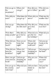 English Worksheet: SIMPLE PAST GAME