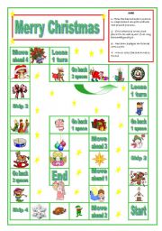 English Worksheet: CHRISTMAS BOARDGAME