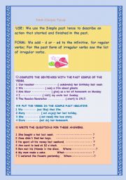 English Worksheet: PAST SIMPLE TENSE